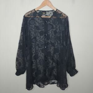 Vintage Dotti Blouse Button Up Shirt Sheer Seashell